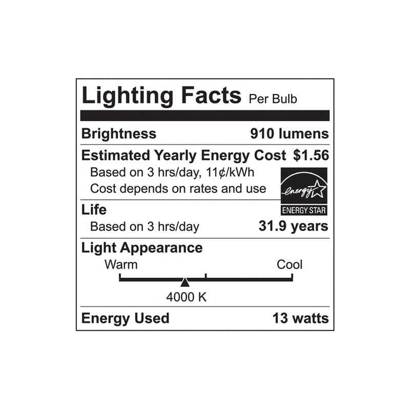 4" LED Downlight - 13W - 910LM - 120V - 27/30/4000K - E26 Adapter