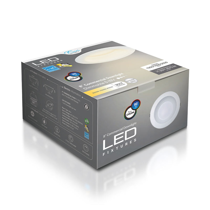 LED 8 Inch Commercial Downlight - 22W - 2,000LM - 30/35/4000K- Color/Wattage Tunable