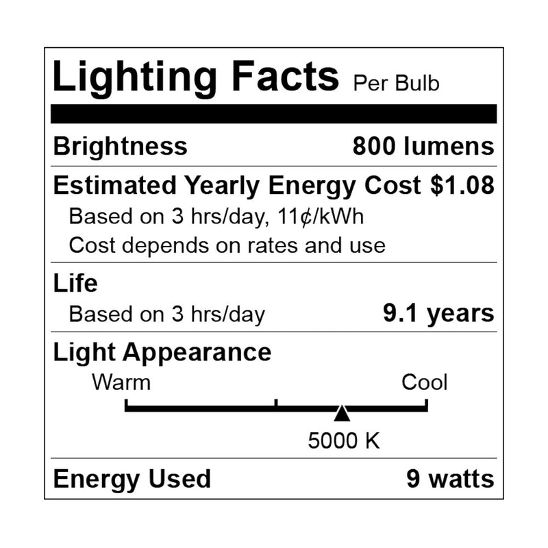 LED A19 Lamp - 9W - 800LM - 120V - 27/30/40/5000K