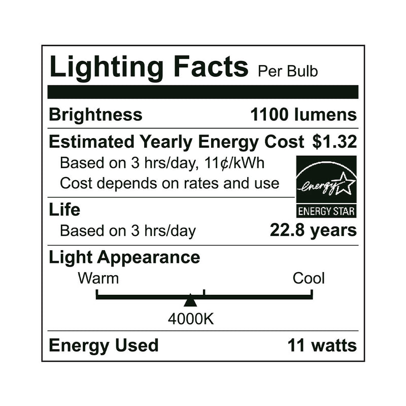 LED A19 Lamp - 11W - 1,100LM - 120V - 27/30/40/5000K - GU24 Base