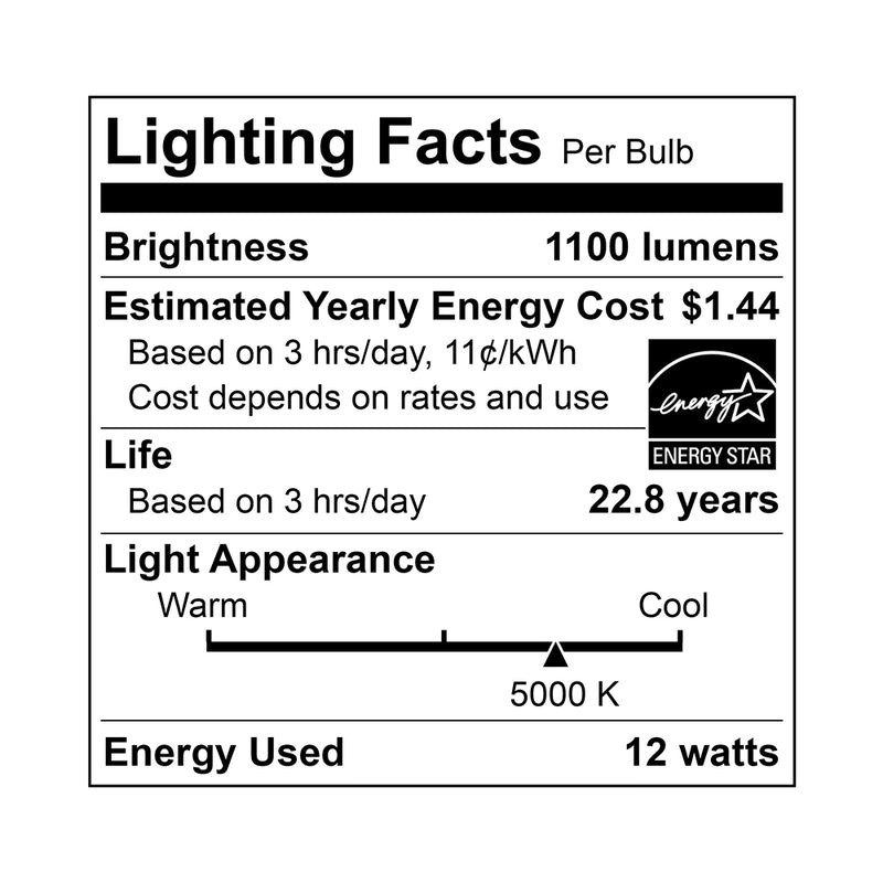 LED A19 Lamp - 12W - 1,100LM - 120V - 4000K/5000K