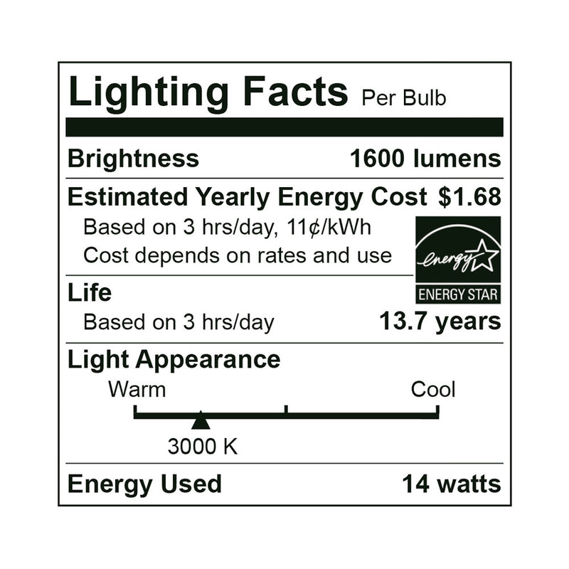 LED A19 Lamp High Output - 14W - 1,600LM - 27/30/40/5000K - GU24 Base