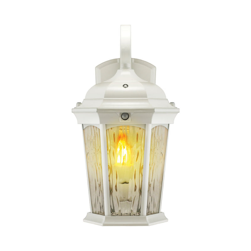 LED Flame Lantern - 12.5W - 1,200LM - 3000K - White - Photocell & Motion Sensor