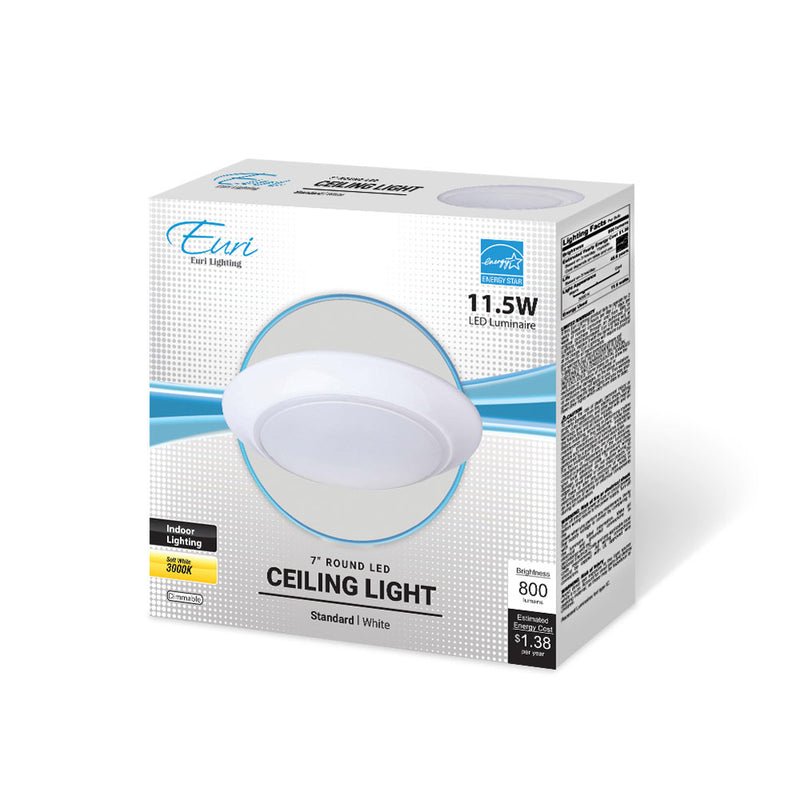 LED 7" Ceiling Light - 11.5W - 800LM - 3000K/4000K - 120V - White