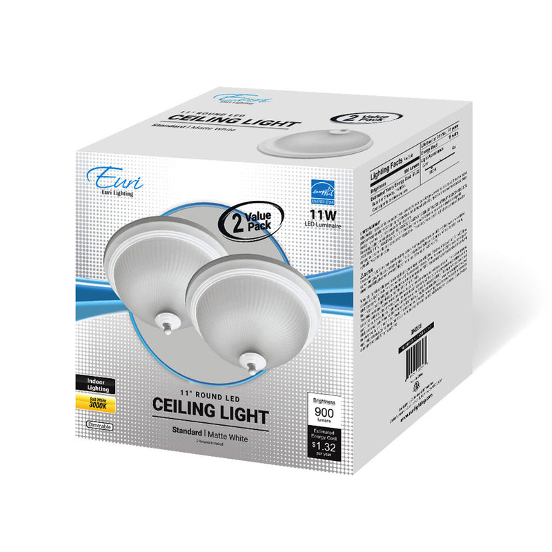LED 11" Ceiling Light - 11W - 900LM - 3000K - 120V - White
