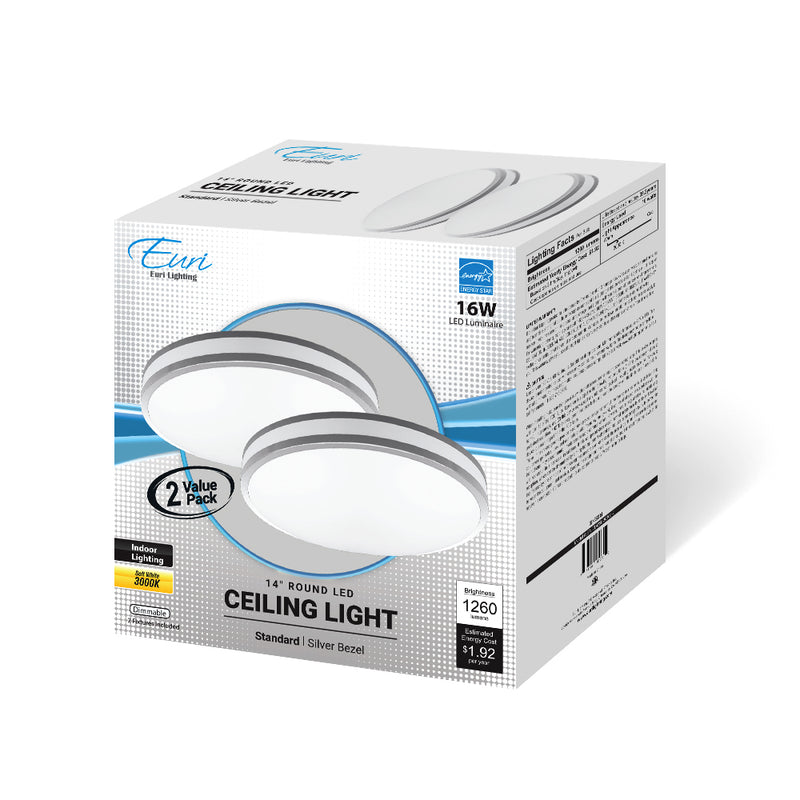 LED 14" Ceiling Light - 16W - 1,260LM - 3000K - 120V