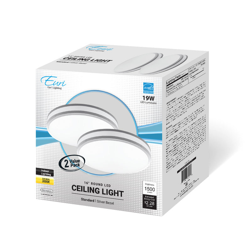 LED 16" Ceiling Light - 19W - 1,500LM - 3000K - 120V