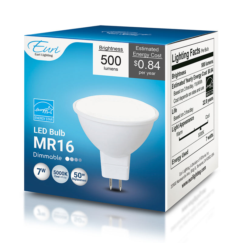 LED MR16 Lamp - 7W - 500LM - 12V - 27/30/40/5000K - GU5.3