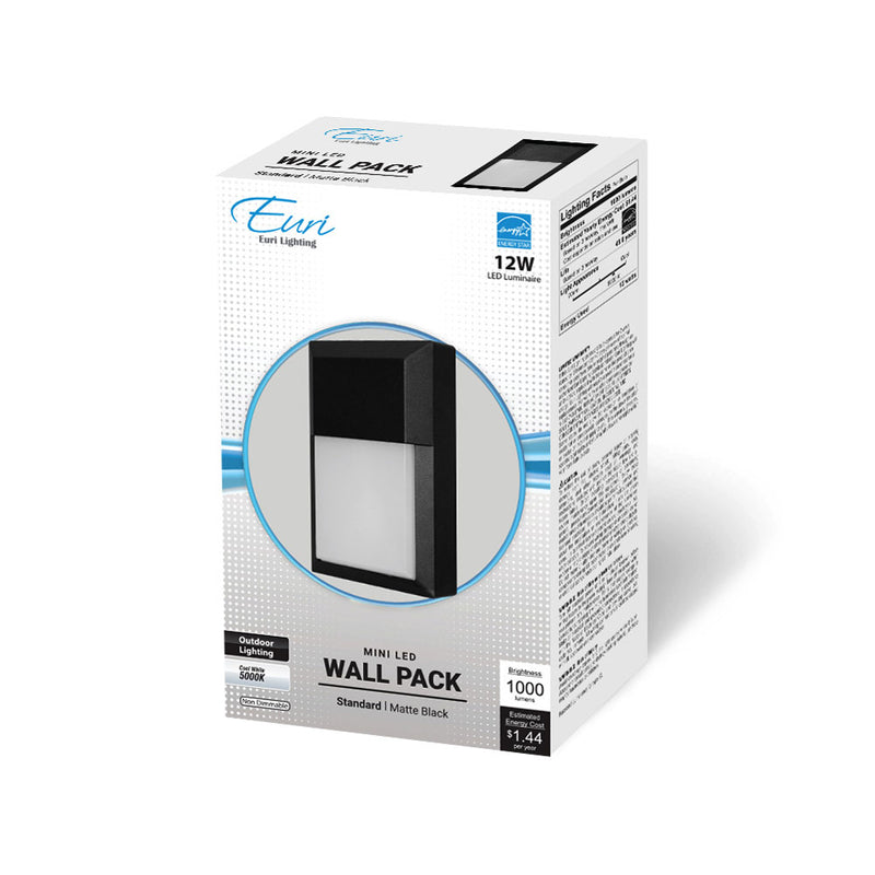 LED Mini Wall Pack - 12W - 1,000LM - 3000K/5000K - 120V - Black