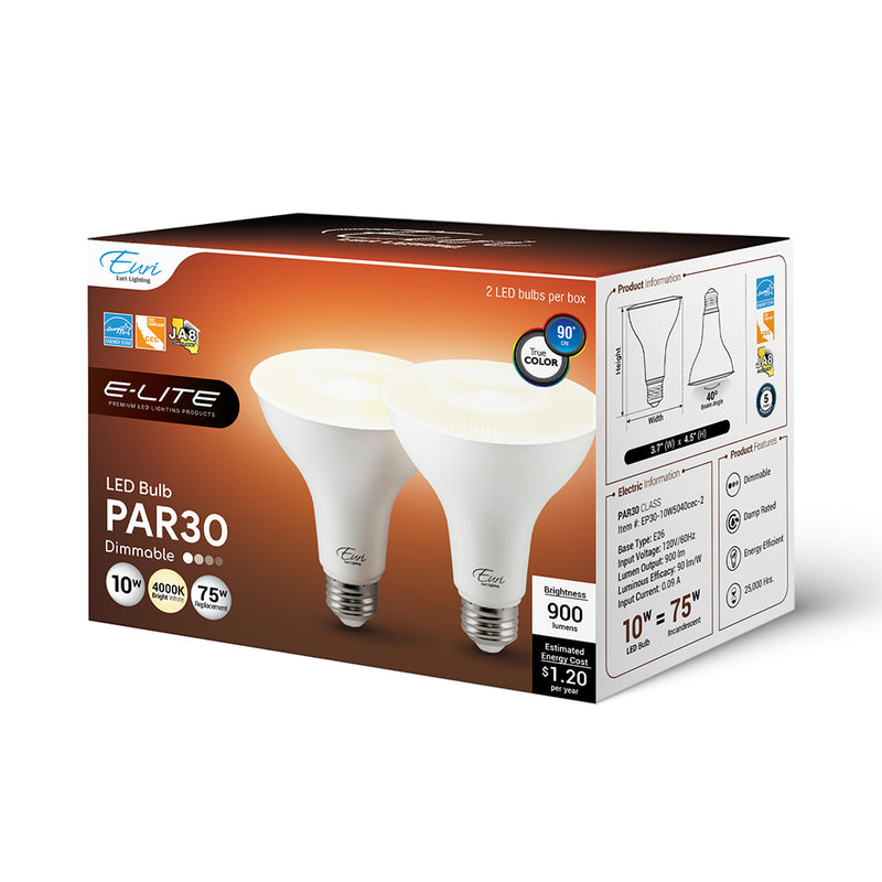 LED PAR30 Lamp - 10W - 900LM - 120V - 4000K/5000K - Title 24