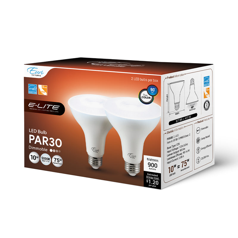 LED PAR30 Lamp - 10W - 900LM - 120V - 4000K/5000K - Title 24