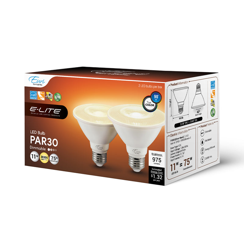 LED PAR30 Lamp - 11W - 975LM - 120V - 30/40/5000K - Short Neck - Title 24