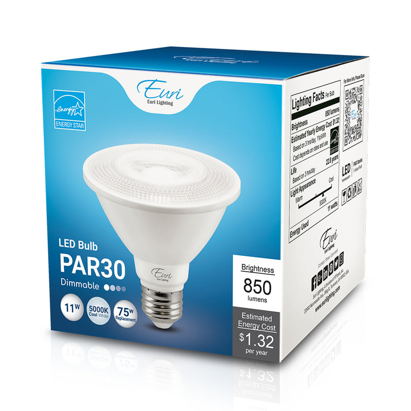 LED PAR30 Lamp - 11W - 850LM - 120V - 27/30/40/5000K - Short Neck