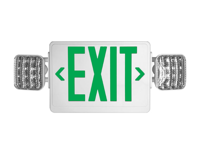 All LED Exit & Emergency Thermoplastic Combo - Red or Green - With Battery