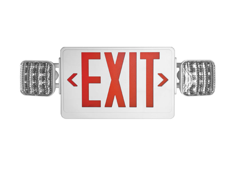 All LED Exit & Emergency Thermoplastic Combo - Red or Green - With Battery